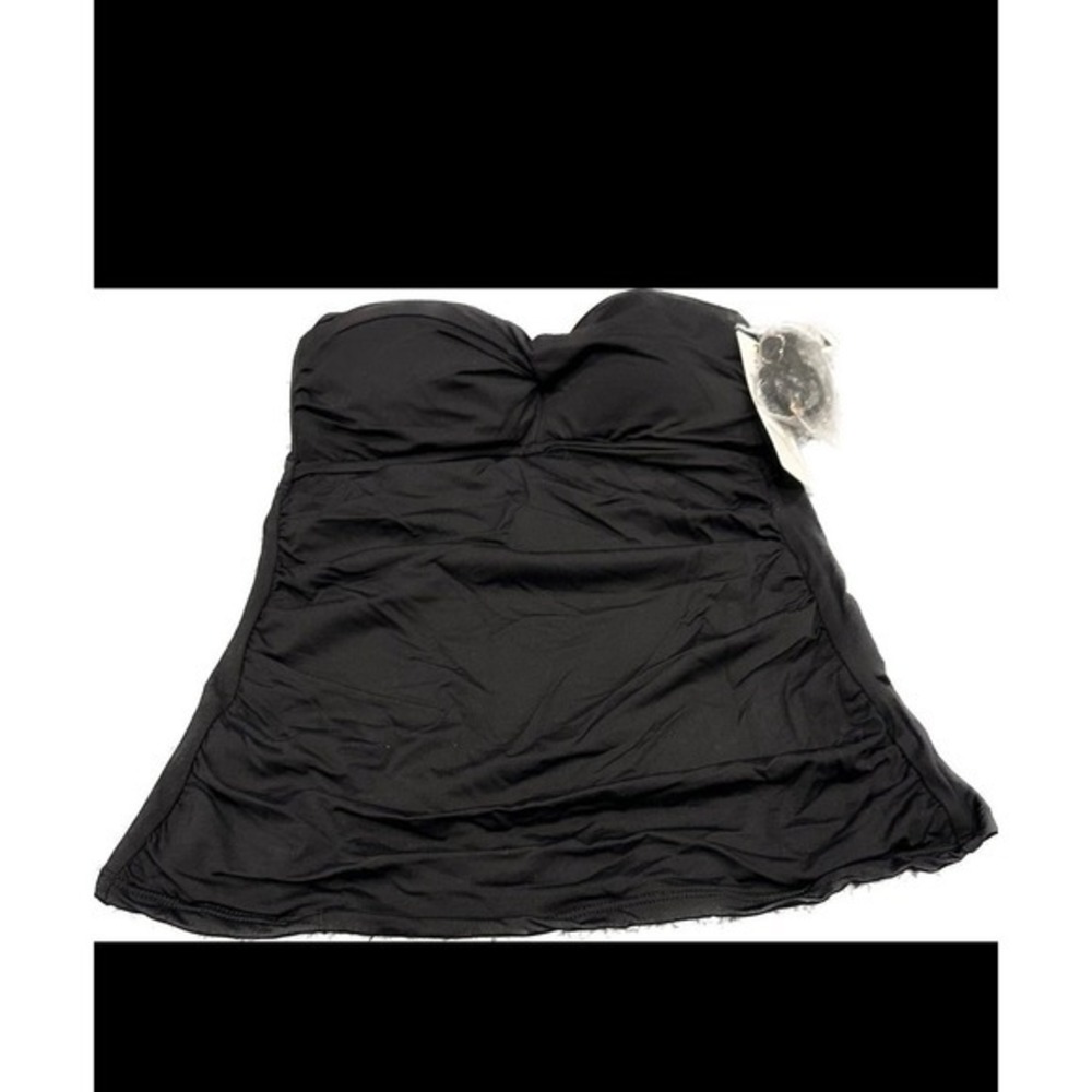 Anne Cole Women's Solid Twist Front Shirred Bandeau Tankini Swim Top - Picture 3 of 5